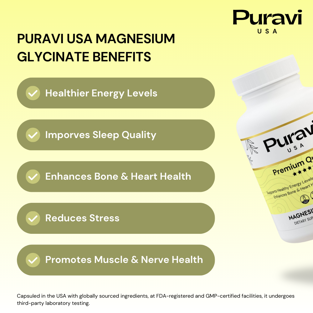 Puravi USA - Magnesium Glycinate (60 Capsules)