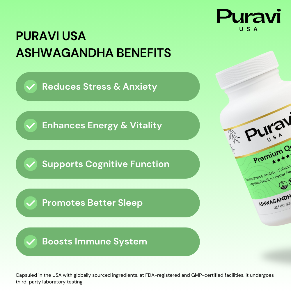 Puravi USA - Ashwagandha and Black Pepper  (60 capsules)