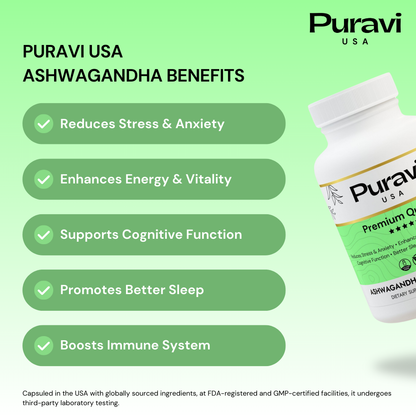 Puravi USA - Ashwagandha and Black Pepper  (60 capsules)